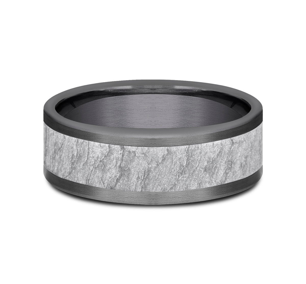 THE VESUVIUS 8mm Tantalum Grey/14K White Benchmark men's wedding band