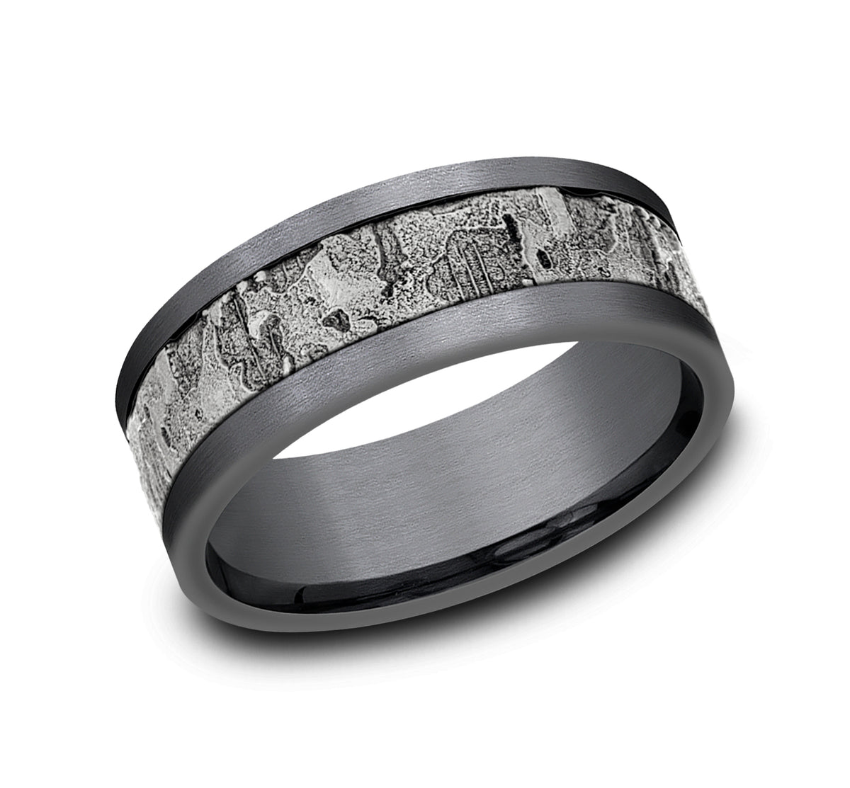 THE STUD 8mm Tantalum Grey/14K White Benchmark men's wedding band
