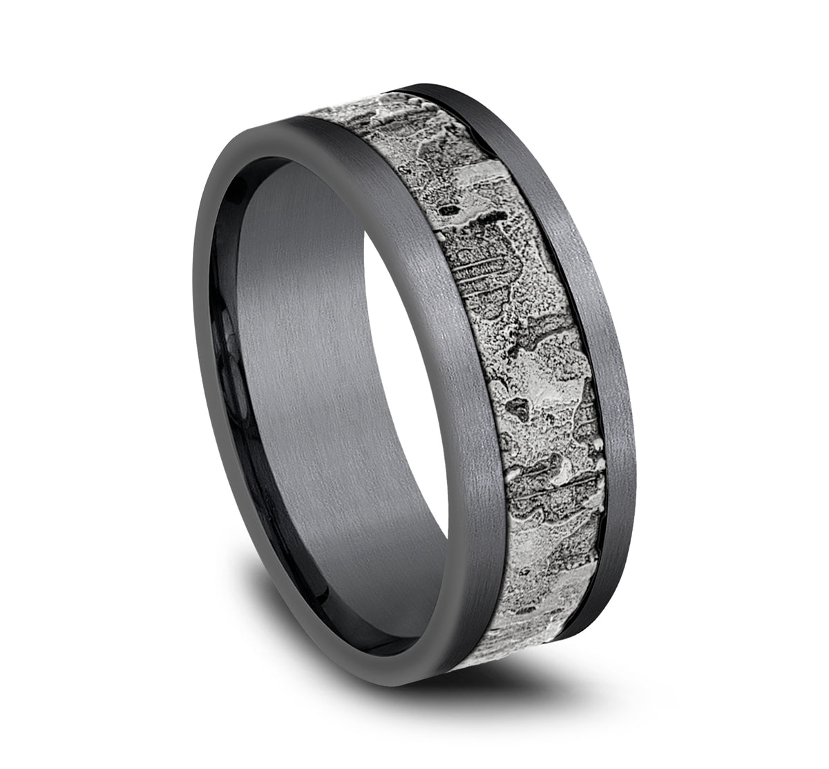 THE STUD 8mm Tantalum Grey/14K White Benchmark men's wedding band