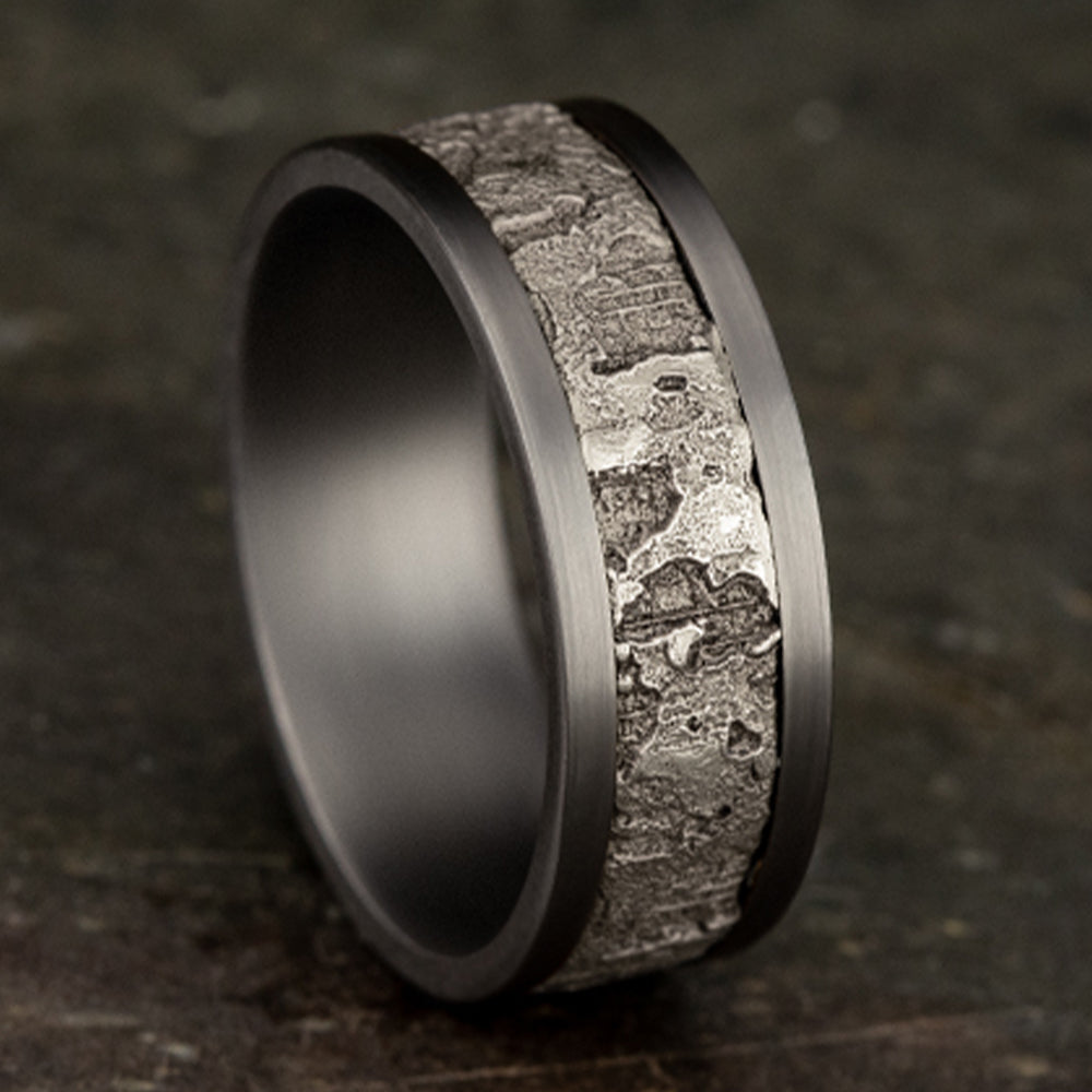 THE STUD 8mm Tantalum Grey/14K White Benchmark men's wedding band