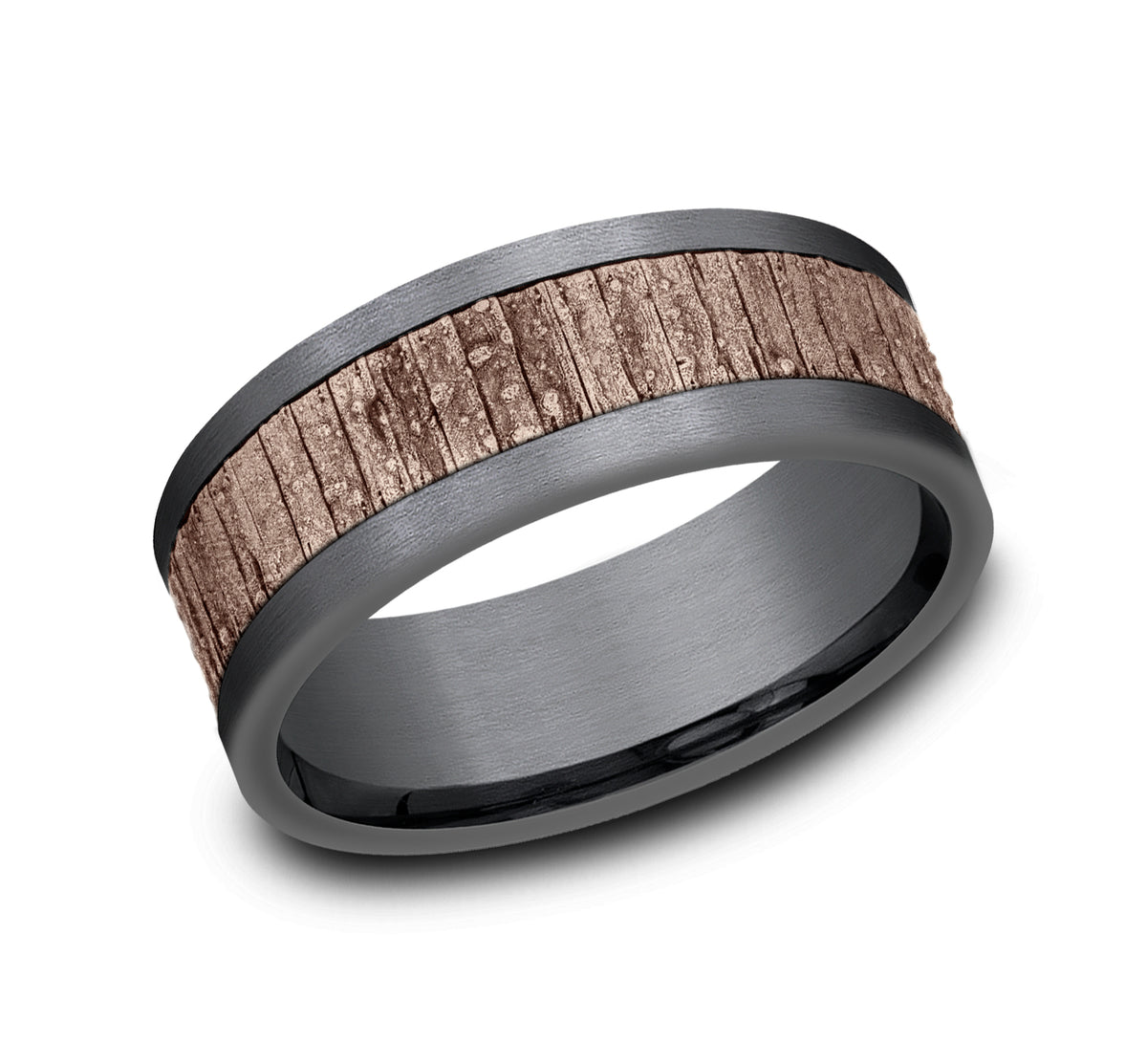 THE ALDER 8mm Tantalum Grey/14K Rose Benchmark men's wedding band