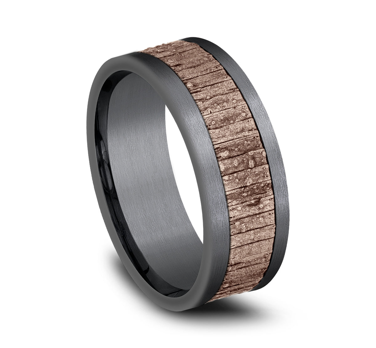 THE ALDER 8mm Tantalum Grey/14K Rose Benchmark men's wedding band
