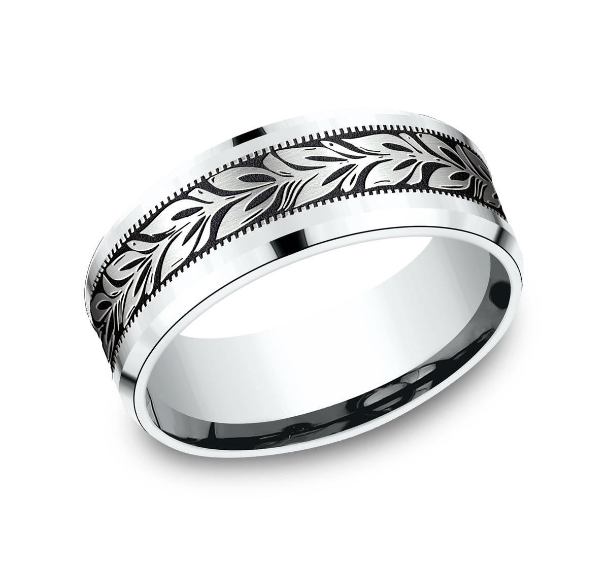 THE BALI 8mm 14K White Benchmark men's wedding band