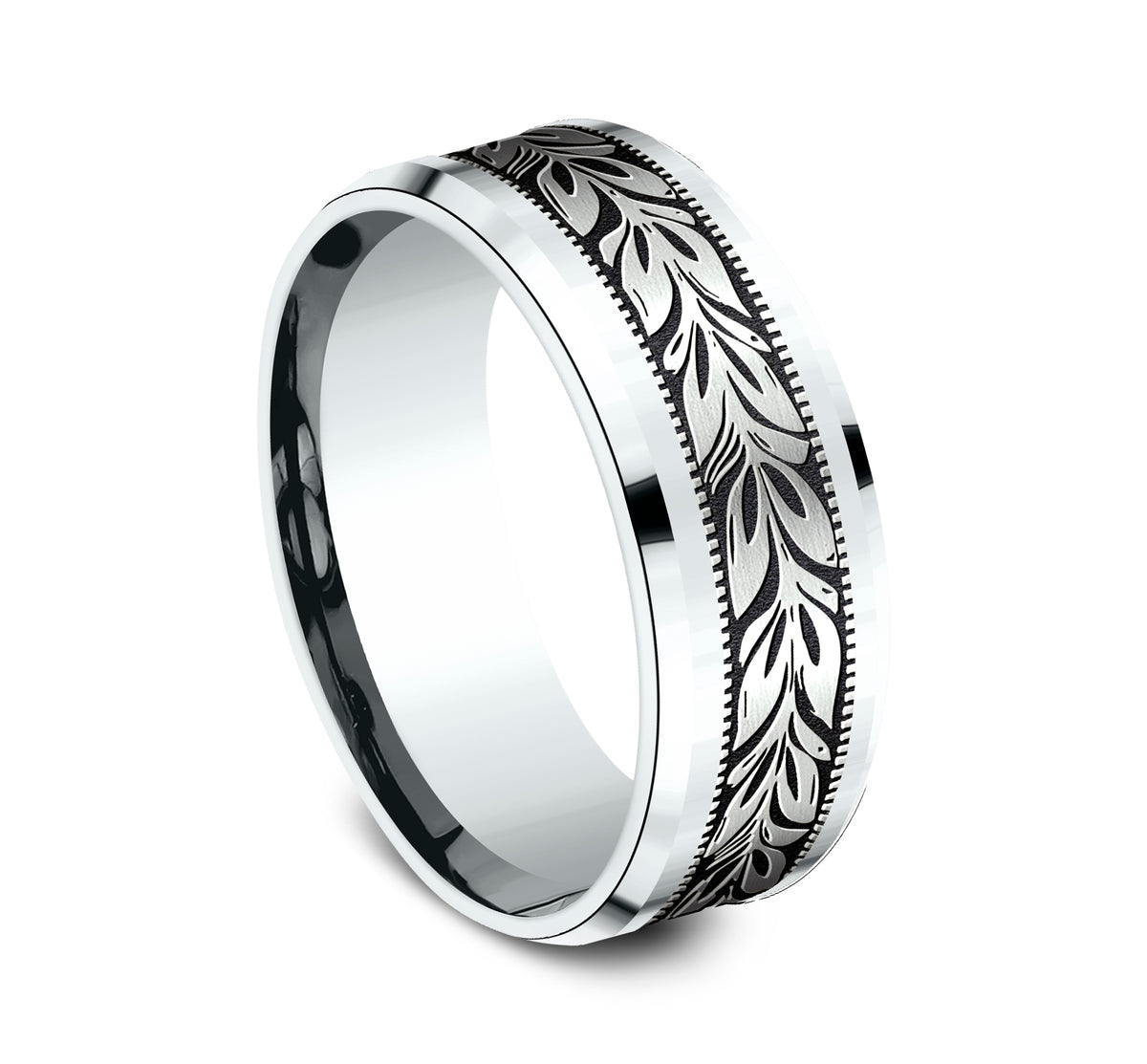 THE BALI 8mm 14K White Benchmark men's wedding band