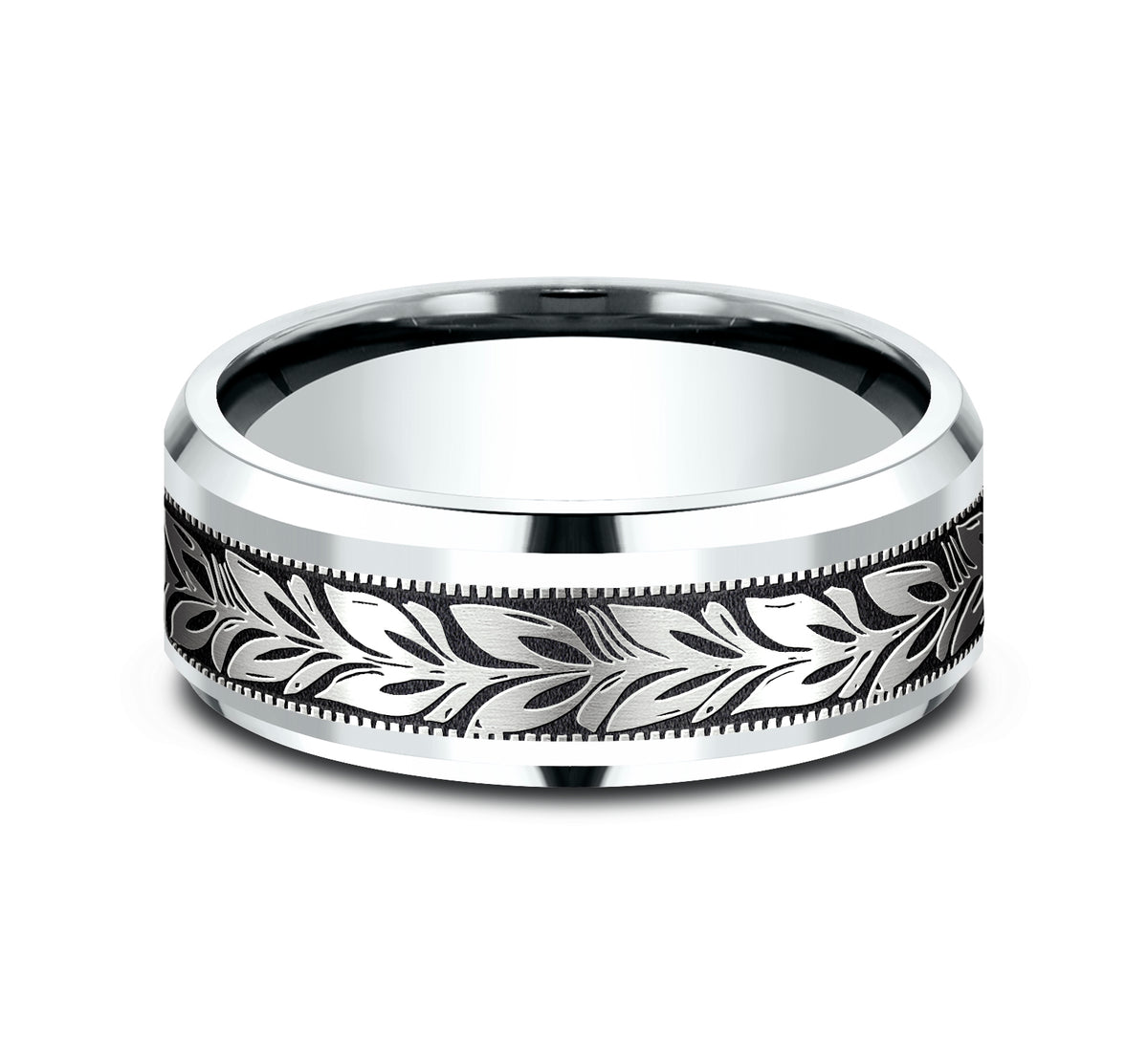 THE BALI 8mm 14K White Benchmark men's wedding band