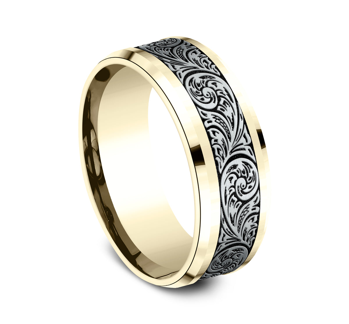 THE CONTESSA 8mm 14K Yellow/White Benchmark men's wedding band