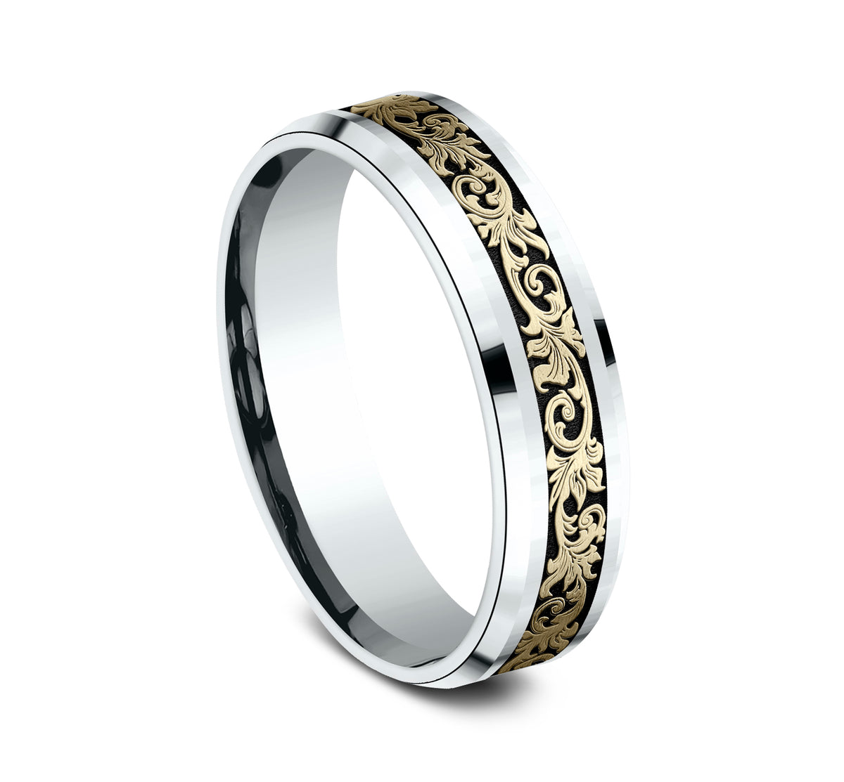THE COURTIER 6mm 14K White/Yellow Benchmark men's wedding band