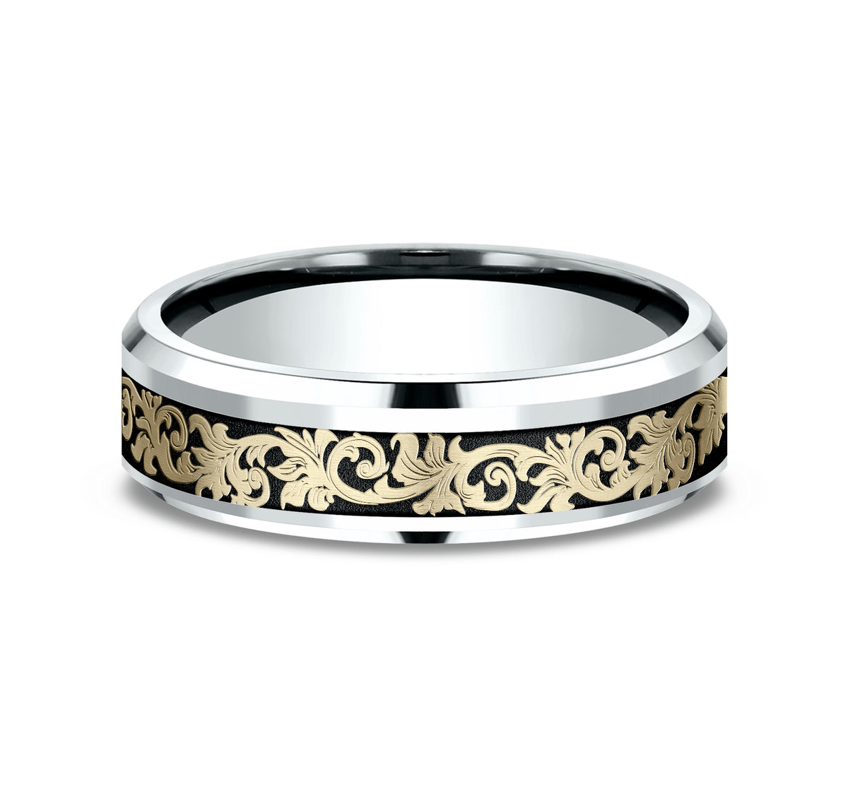 THE COURTIER 6mm 14K White/Yellow Benchmark men's wedding band