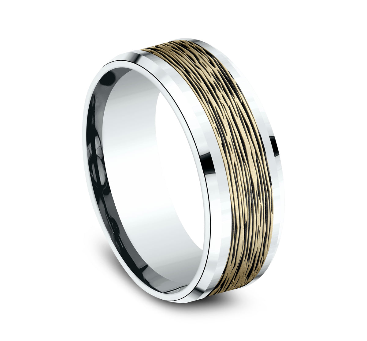 THE DOGWOOD 8mm 14K White/Yellow Benchmark men's wedding band