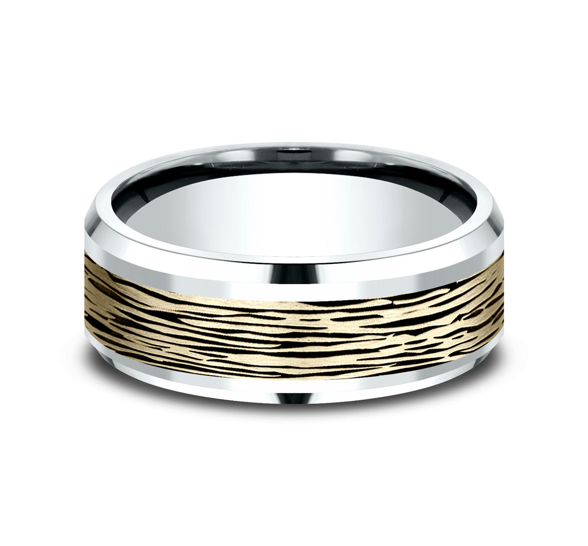 THE DOGWOOD 8mm 14K White/Yellow Benchmark men's wedding band