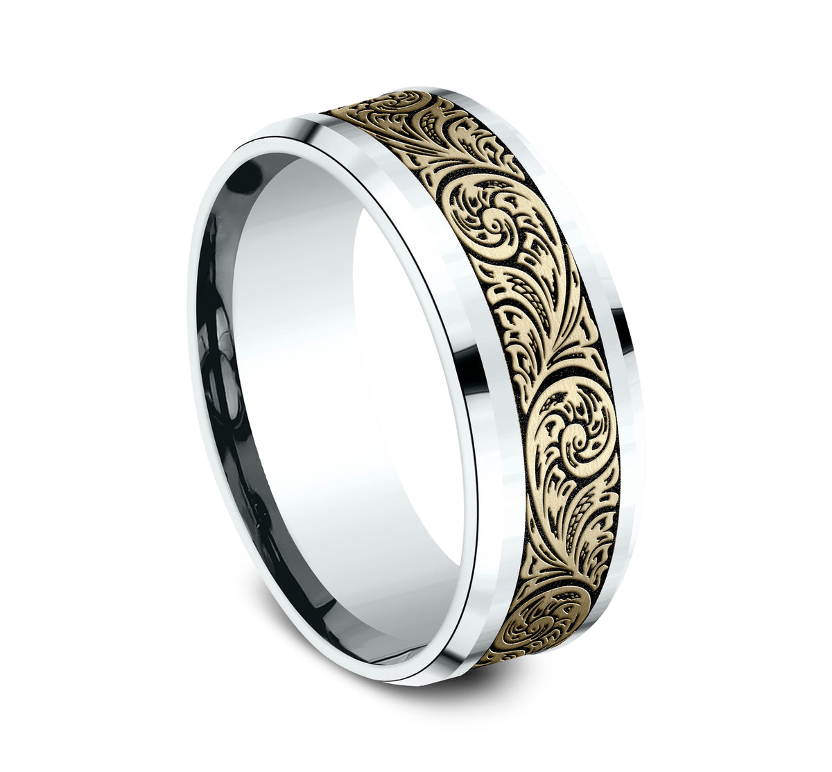 THE CONTESSA 8mm 14K White/Yellow Benchmark men's wedding band