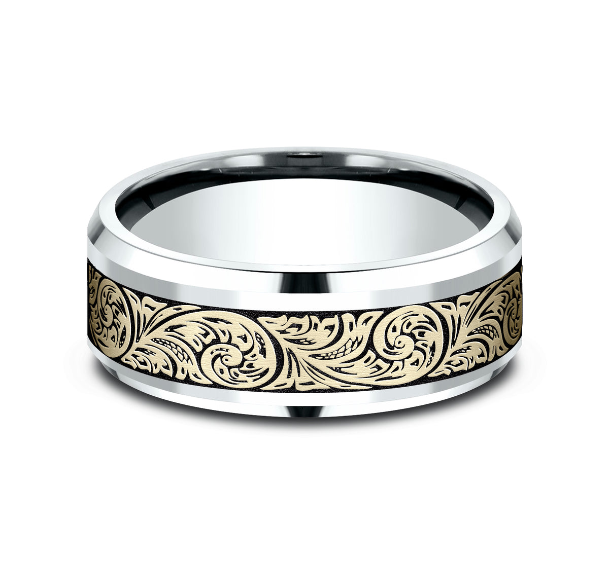 THE CONTESSA 8mm 14K White/Yellow Benchmark men's wedding band