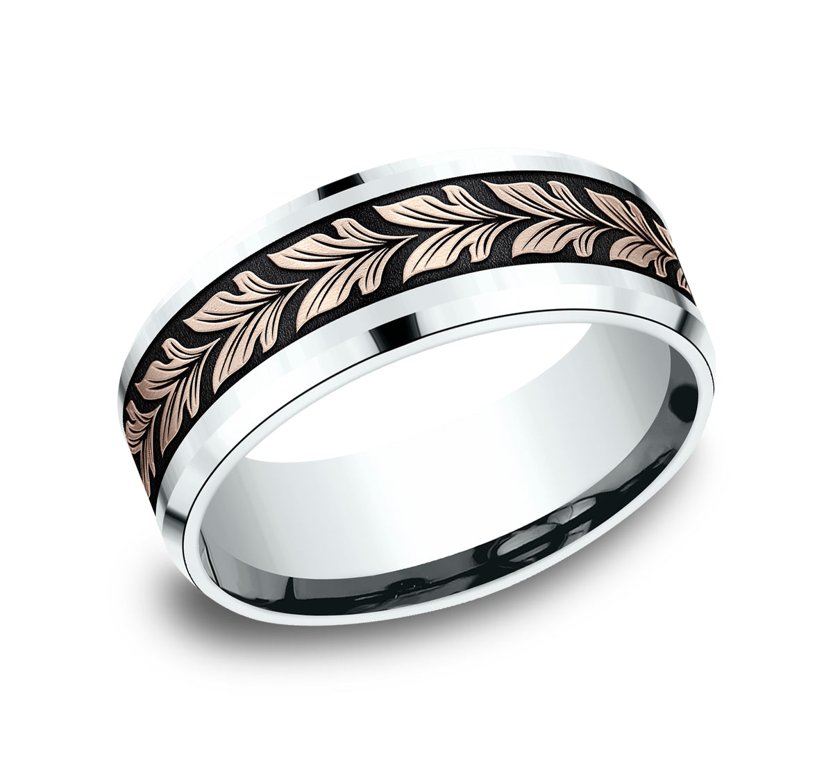 THE PALAU 8mm 14K White/Rose Benchmark men's wedding band