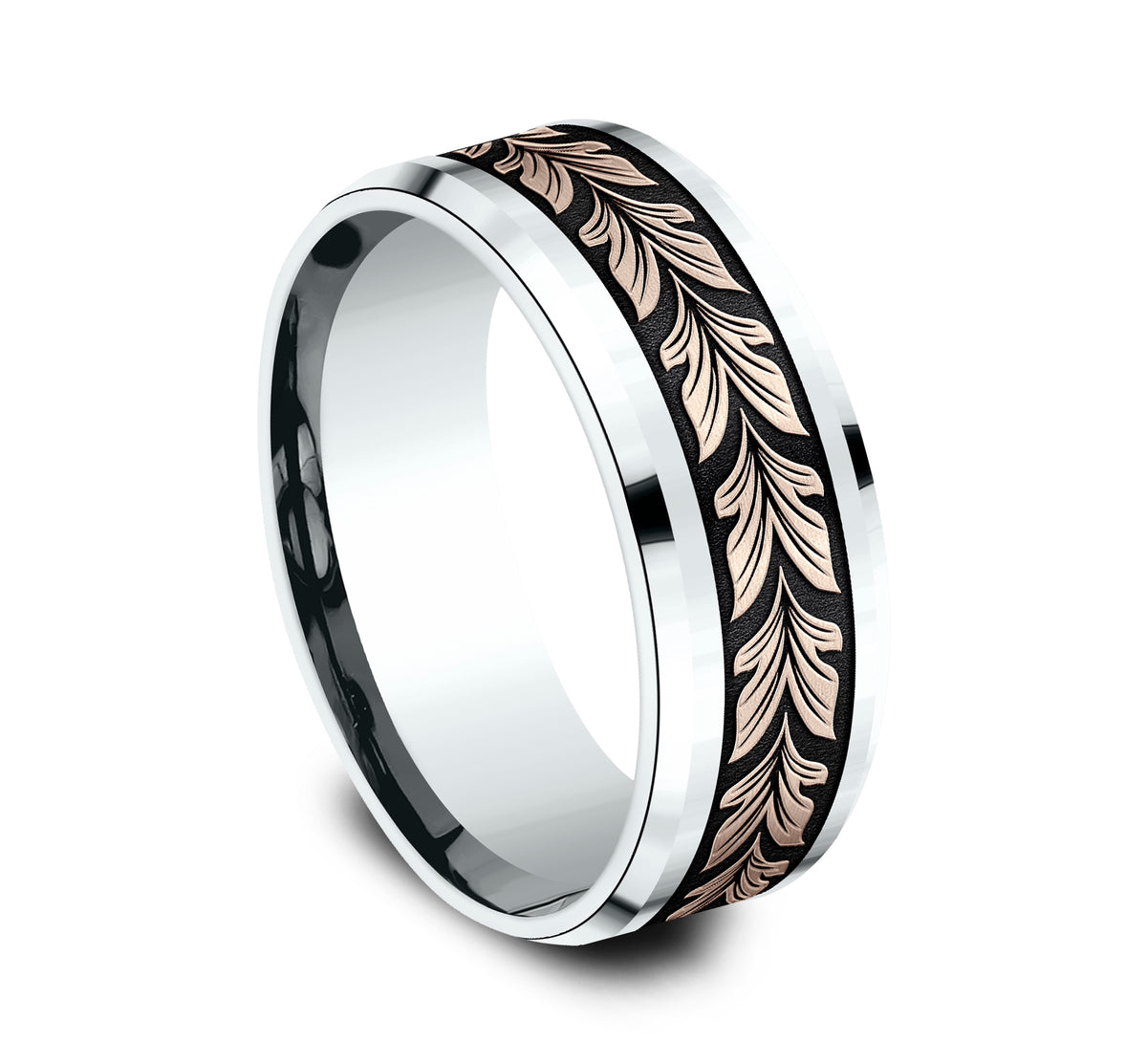 THE PALAU 8mm 14K White/Rose Benchmark men's wedding band
