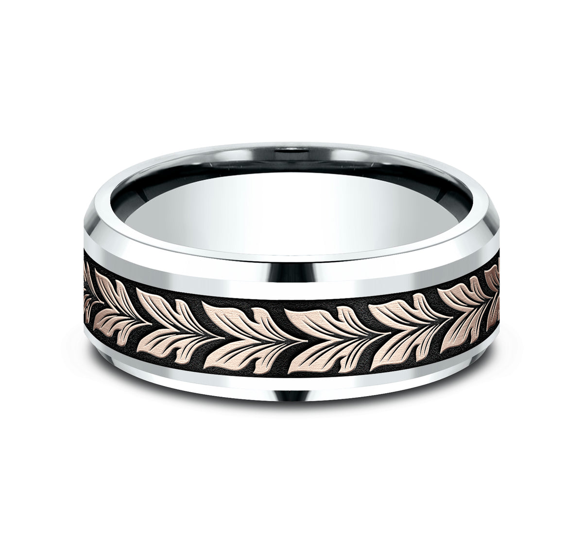 THE PALAU 8mm 14K White/Rose Benchmark men's wedding band
