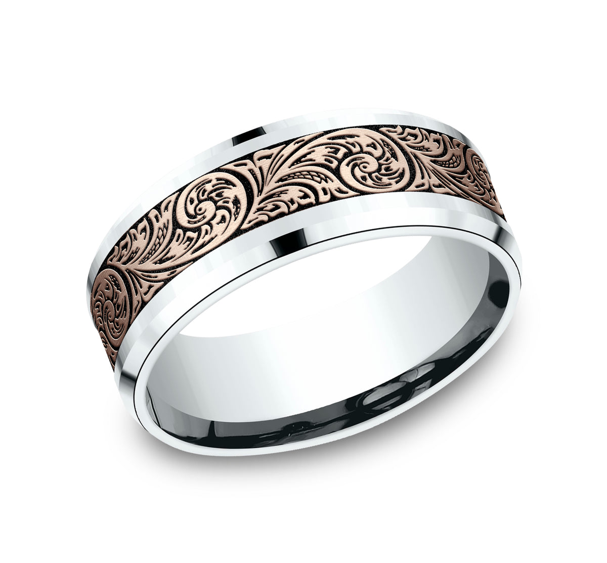 THE CONTESSA 8mm 14K White/Rose Benchmark men's wedding band