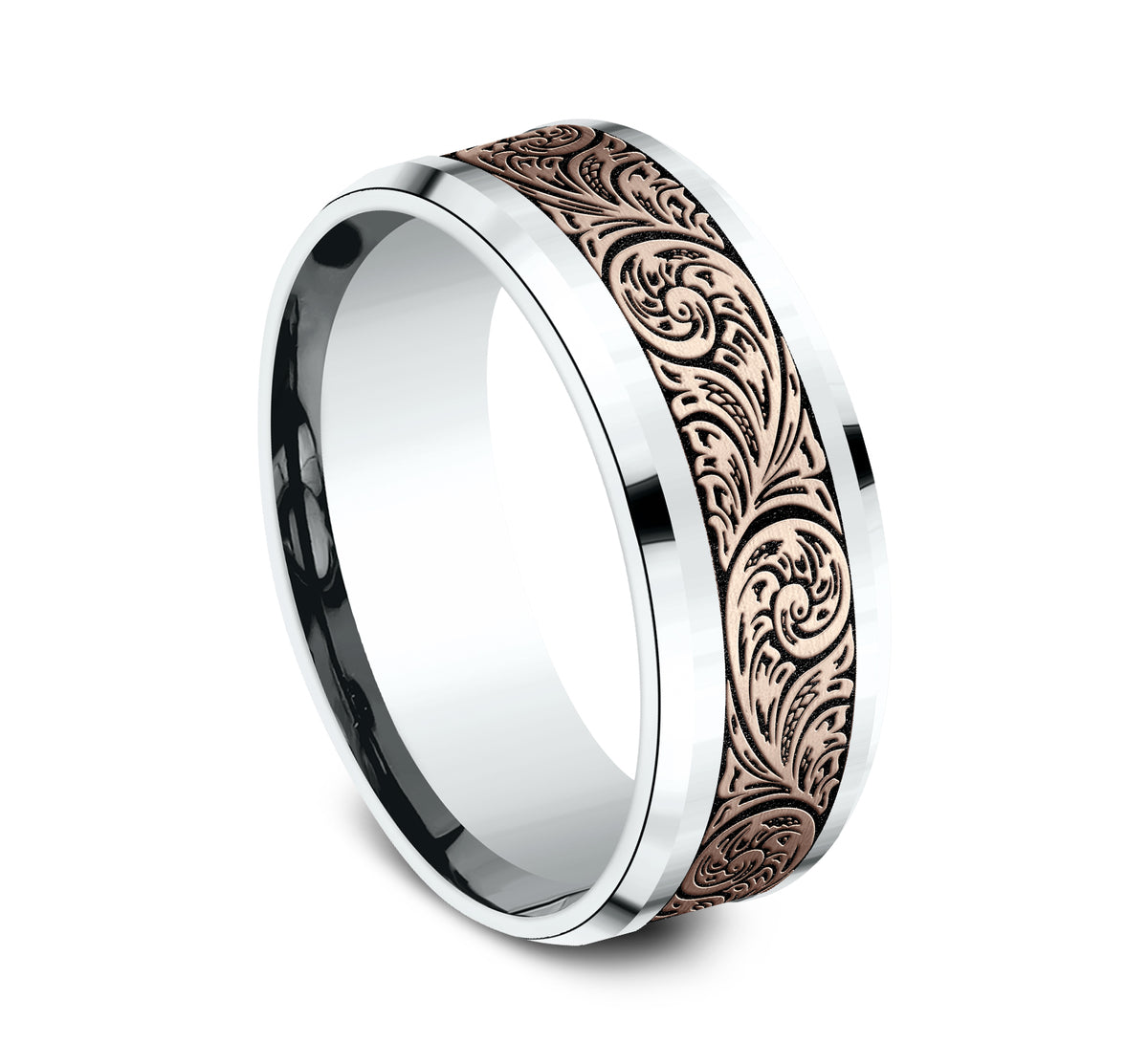 THE CONTESSA 8mm 14K White/Rose Benchmark men's wedding band