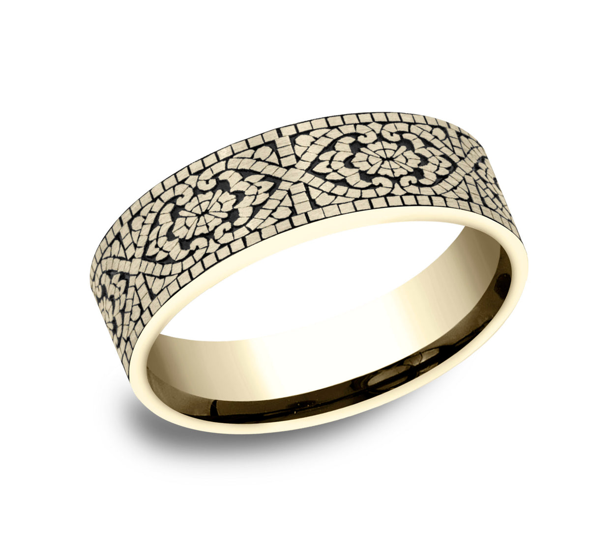 THE BURANO 7mm 14K Yellow Benchmark men's wedding band