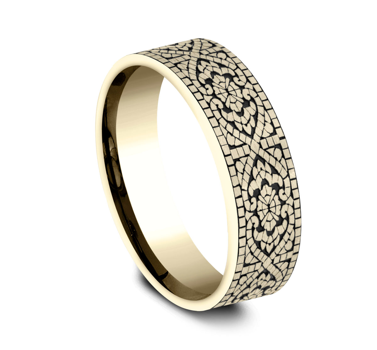 THE BURANO 7mm 14K Yellow Benchmark men's wedding band