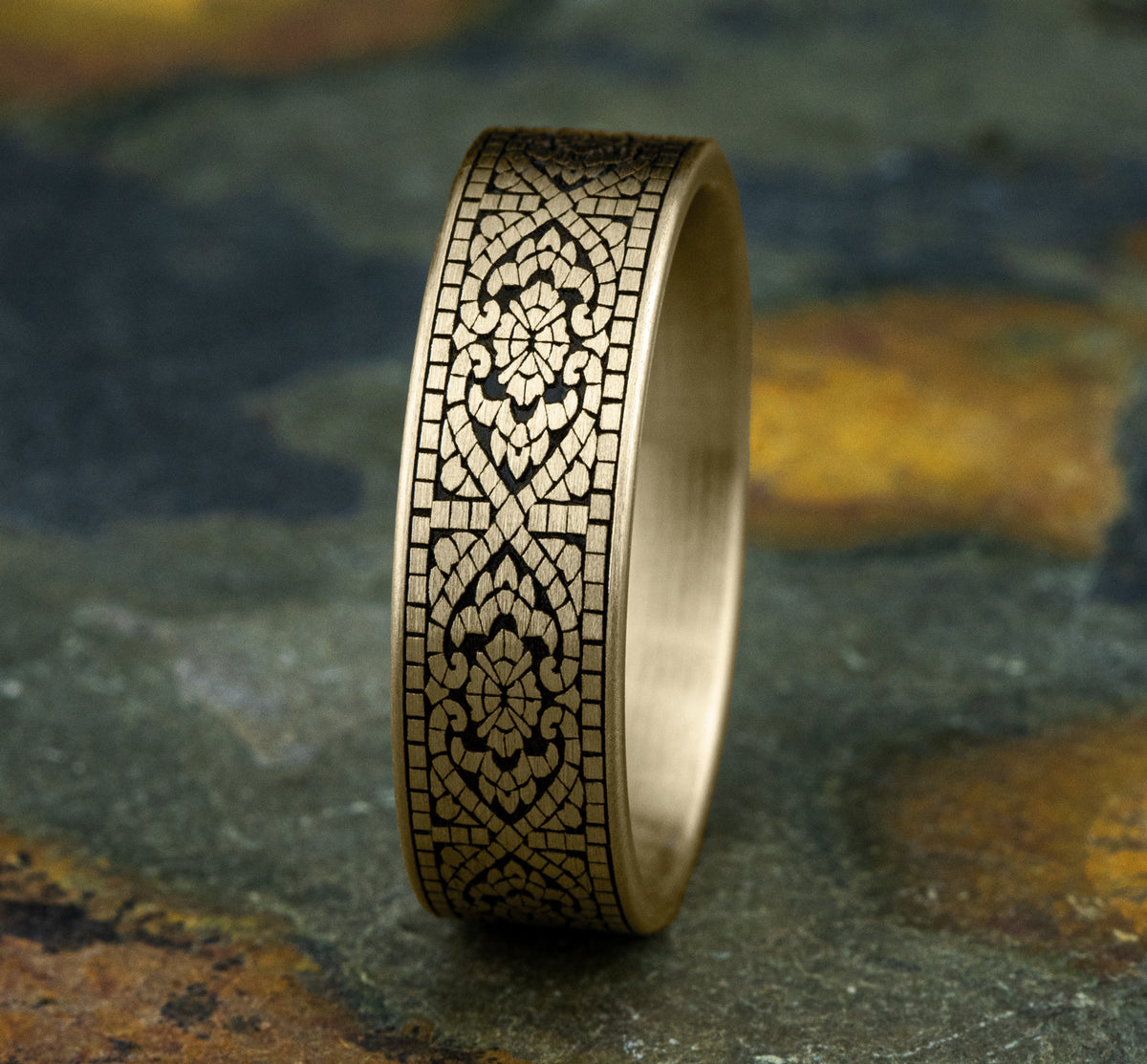 THE BURANO 7mm 14K Yellow Benchmark men's wedding band