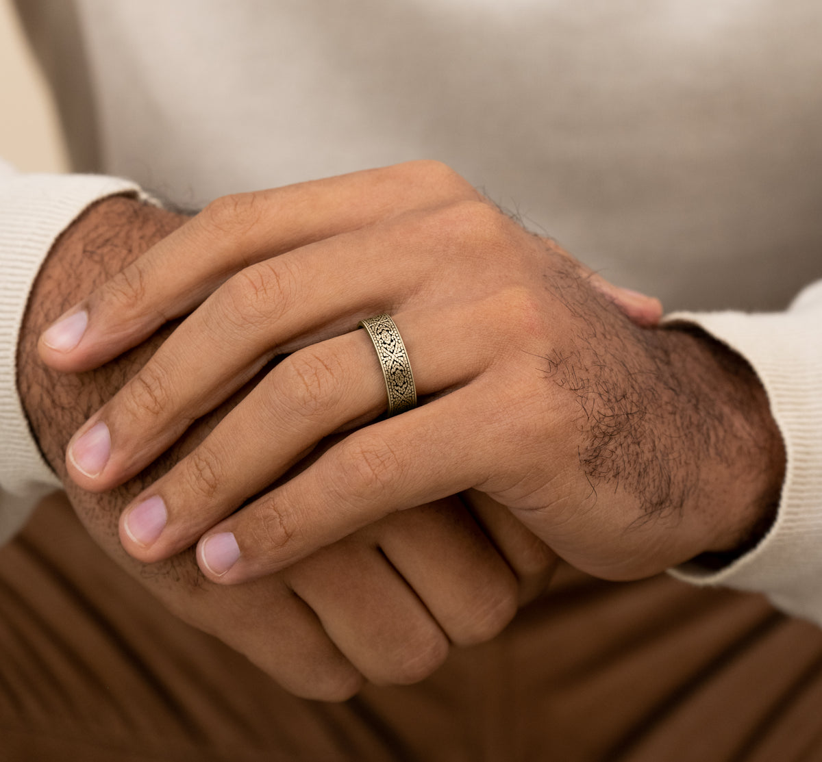 THE BURANO 7mm 14K Yellow Benchmark men's wedding band