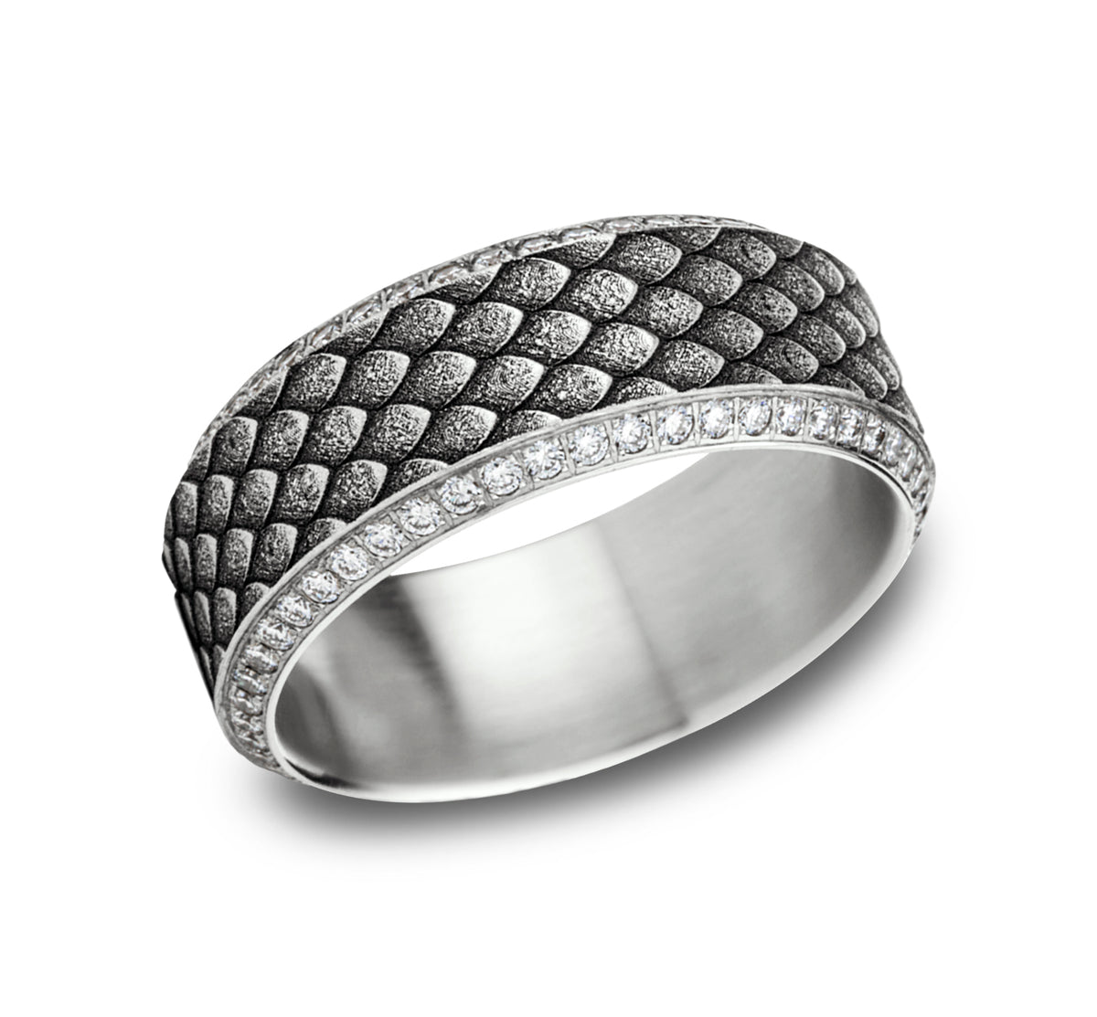 THE VISERION 9mm 14K White Benchmark men's wedding band
