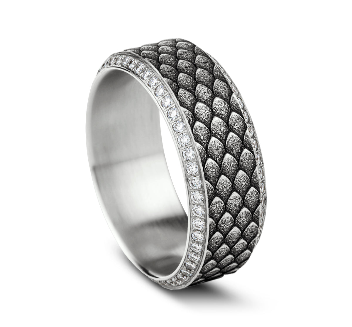 THE VISERION 9mm 14K White Benchmark men's wedding band