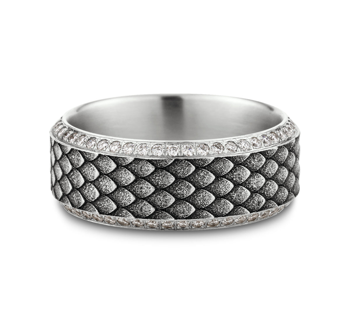 THE VISERION 9mm 14K White Benchmark men's wedding band