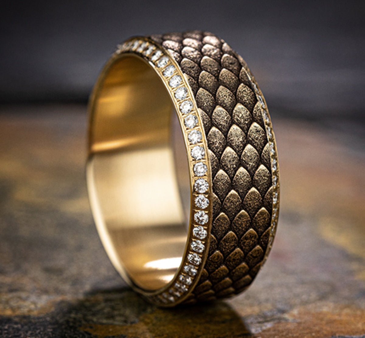 THE VISERION 9mm 14K Yellow Benchmark men's wedding band