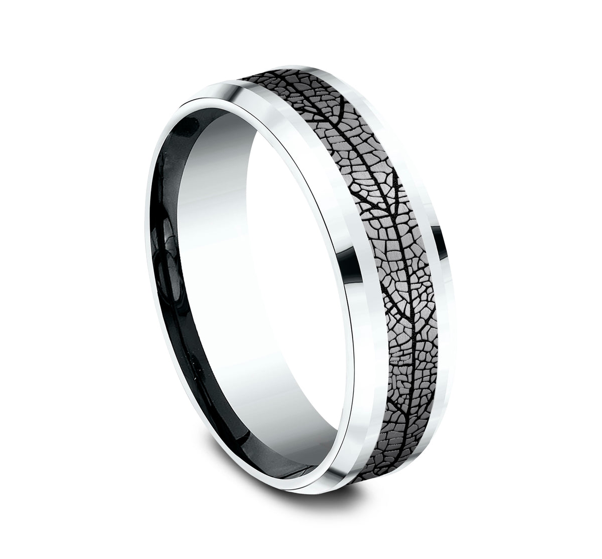 THE BRYCE 7mm 14K White/Tantalum Grey Benchmark men's wedding band