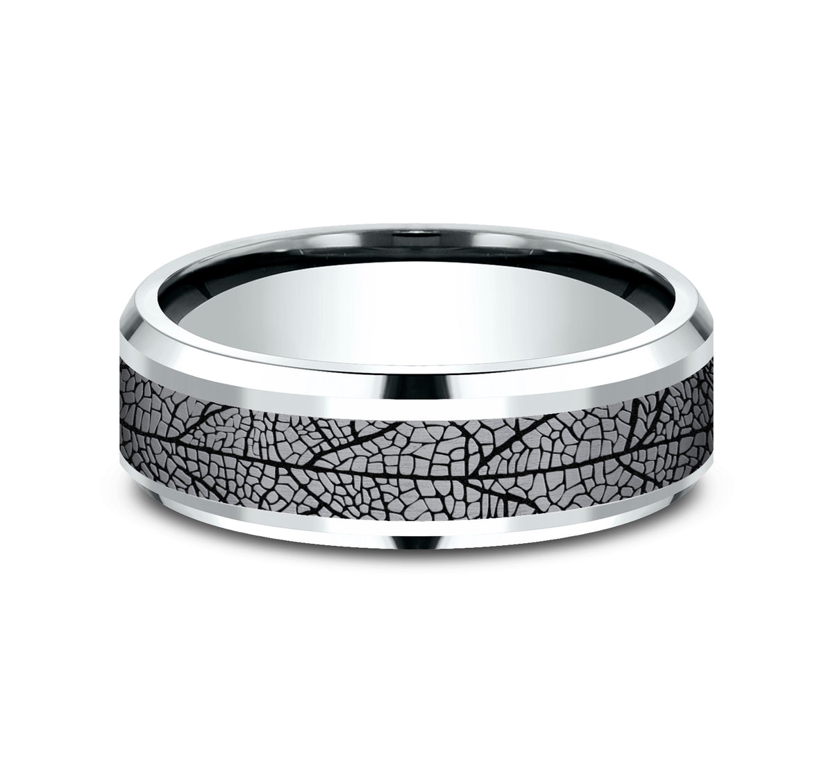 THE BRYCE 7mm 14K White/Tantalum Grey Benchmark men's wedding band