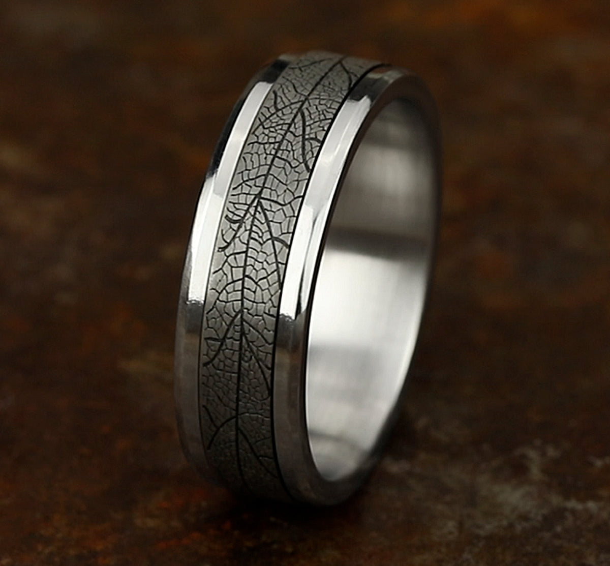 THE BRYCE 7mm 14K White/Tantalum Grey Benchmark men's wedding band