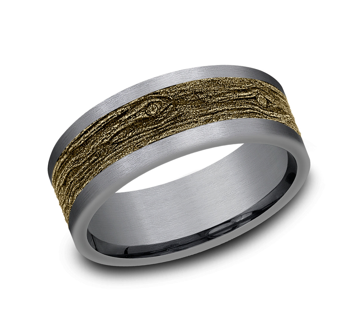 THE ELM 8mm Tantalum Grey/14K Yellow Benchmark men's wedding band
