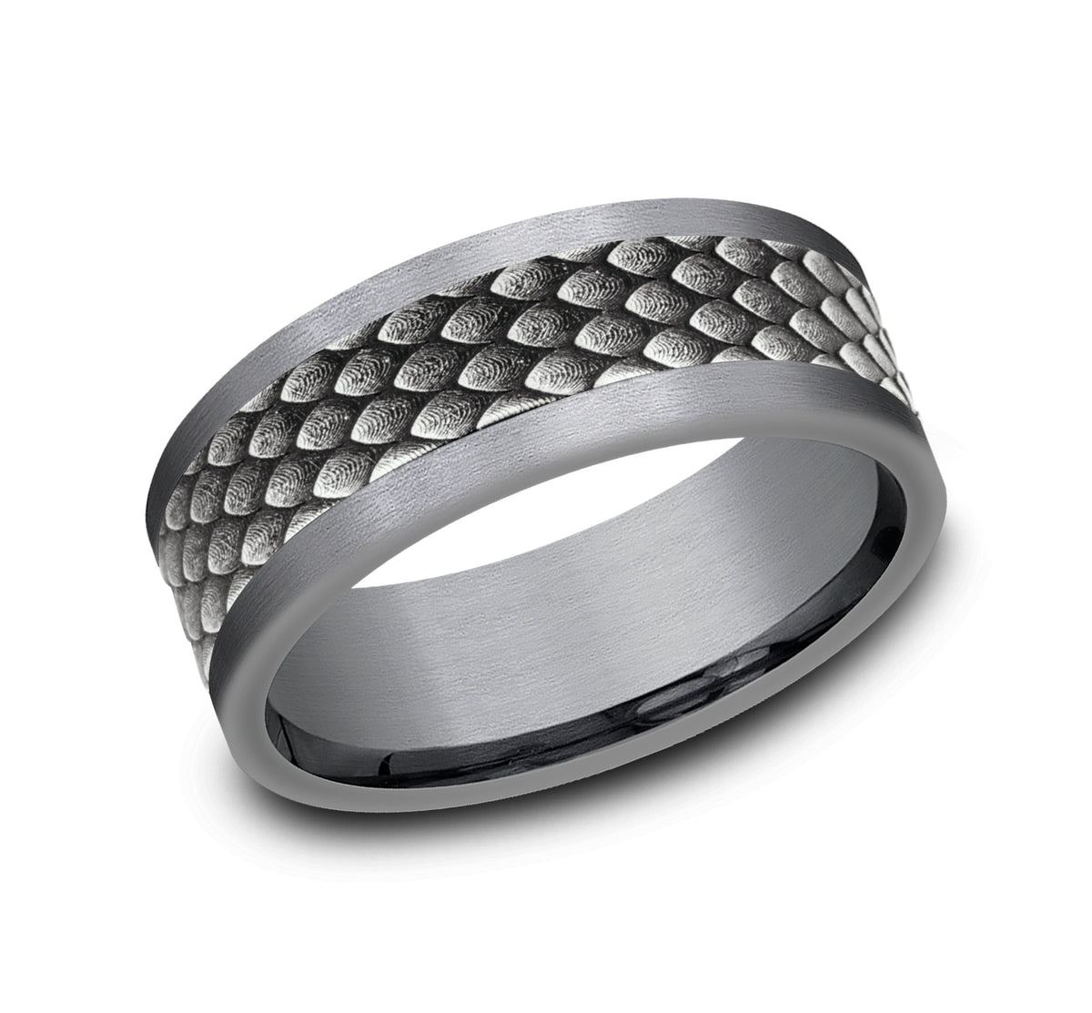 THE RHAEGAL 8mm Tantalum Grey/14K White Benchmark men's wedding band