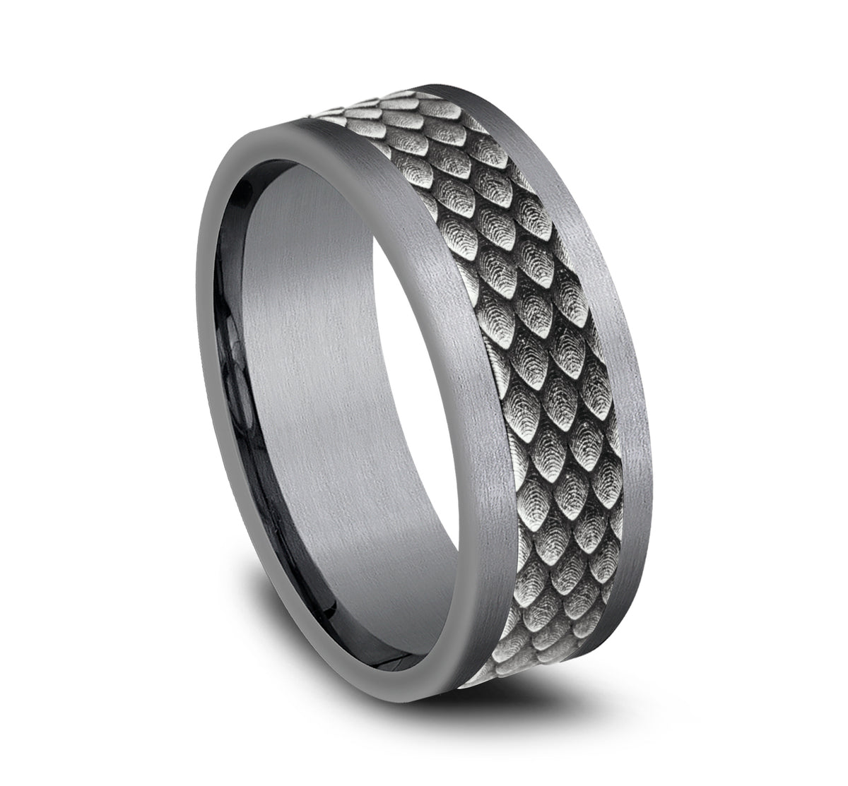 THE RHAEGAL 8mm Tantalum Grey/14K White Benchmark men's wedding band