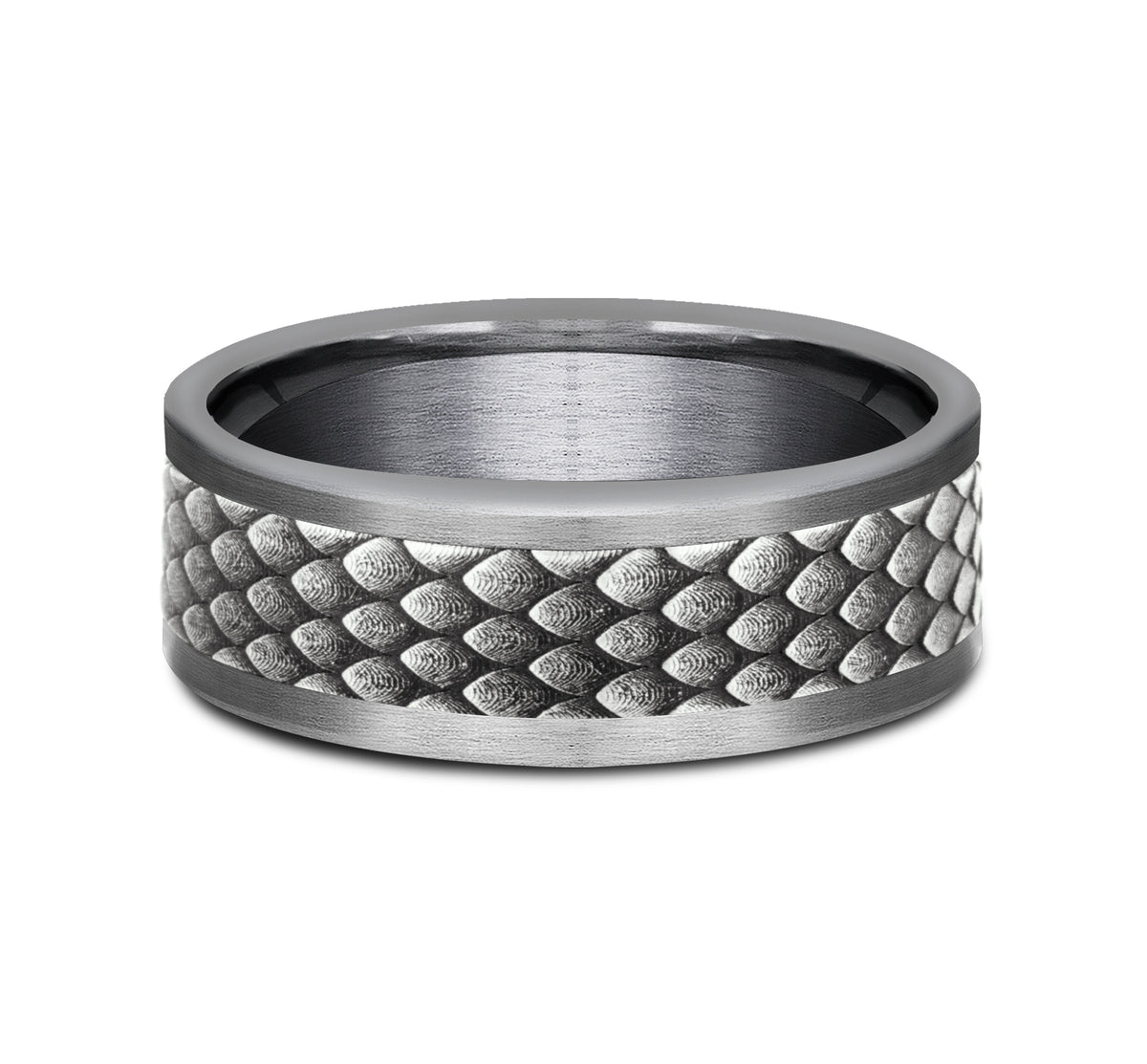 THE RHAEGAL 8mm Tantalum Grey/14K White Benchmark men's wedding band