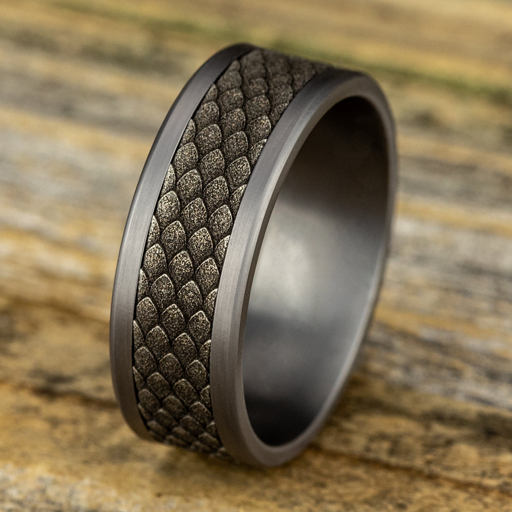 THE RHAEGAL 8mm Tantalum Grey/14K White Benchmark men's wedding band