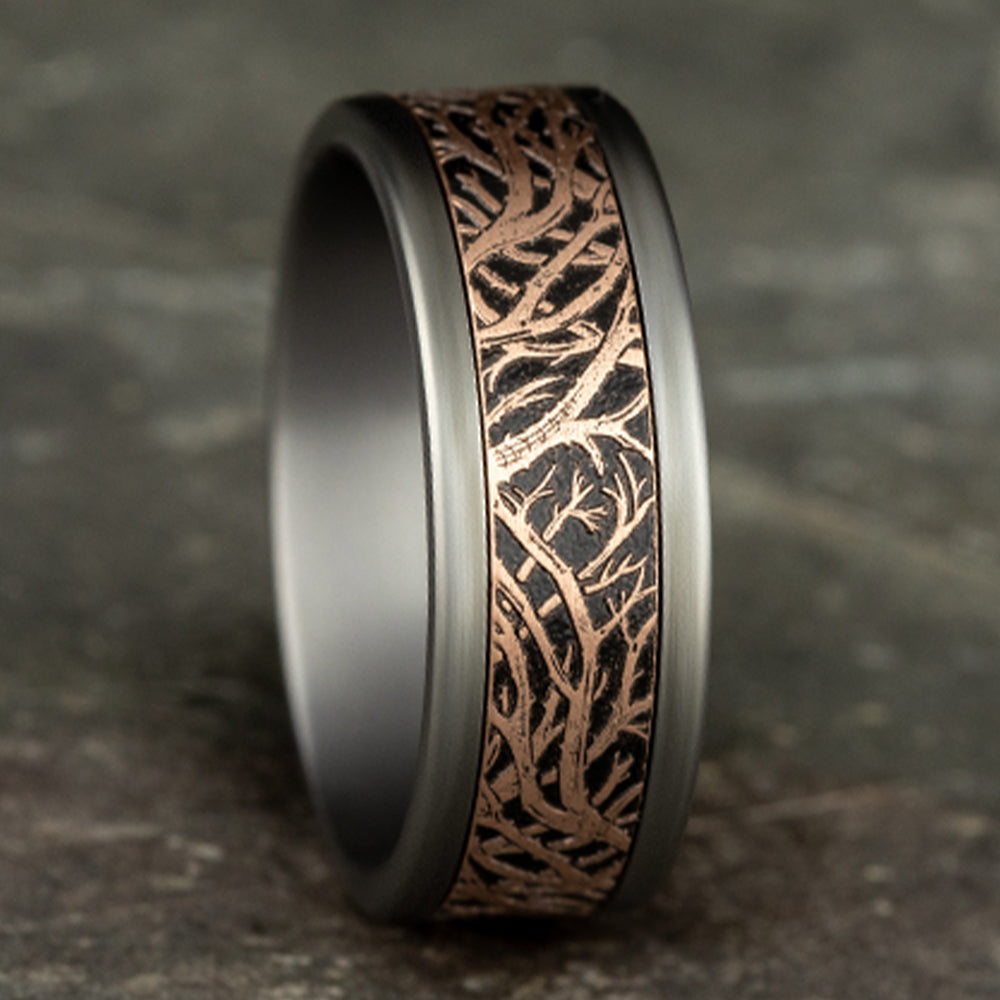 THE WINDSOR 8mm Tantalum Grey/14K Rose Benchmark men's wedding band