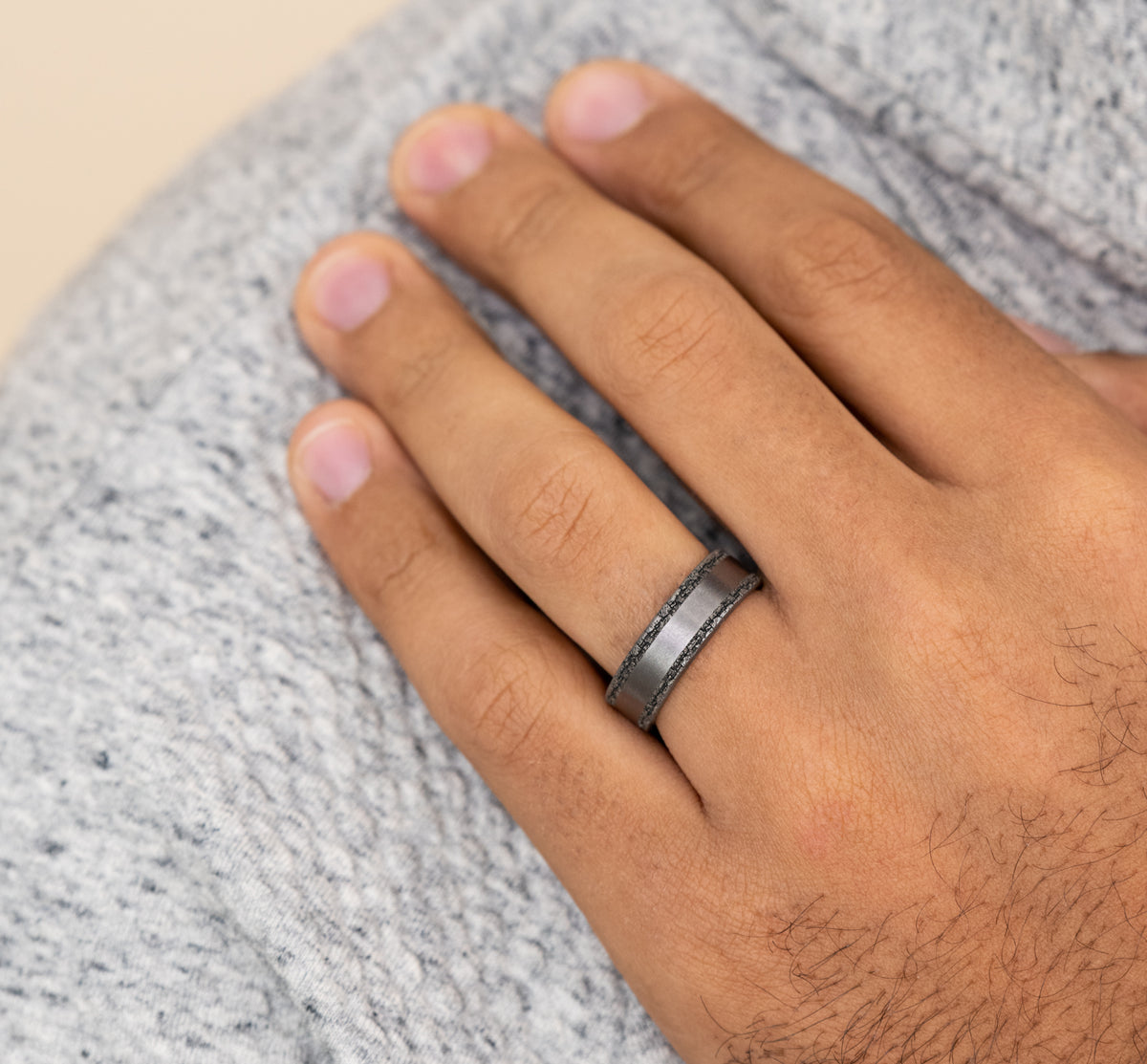 THE HADRIAN 7mm Tantalum Grey Benchmark men's wedding band
