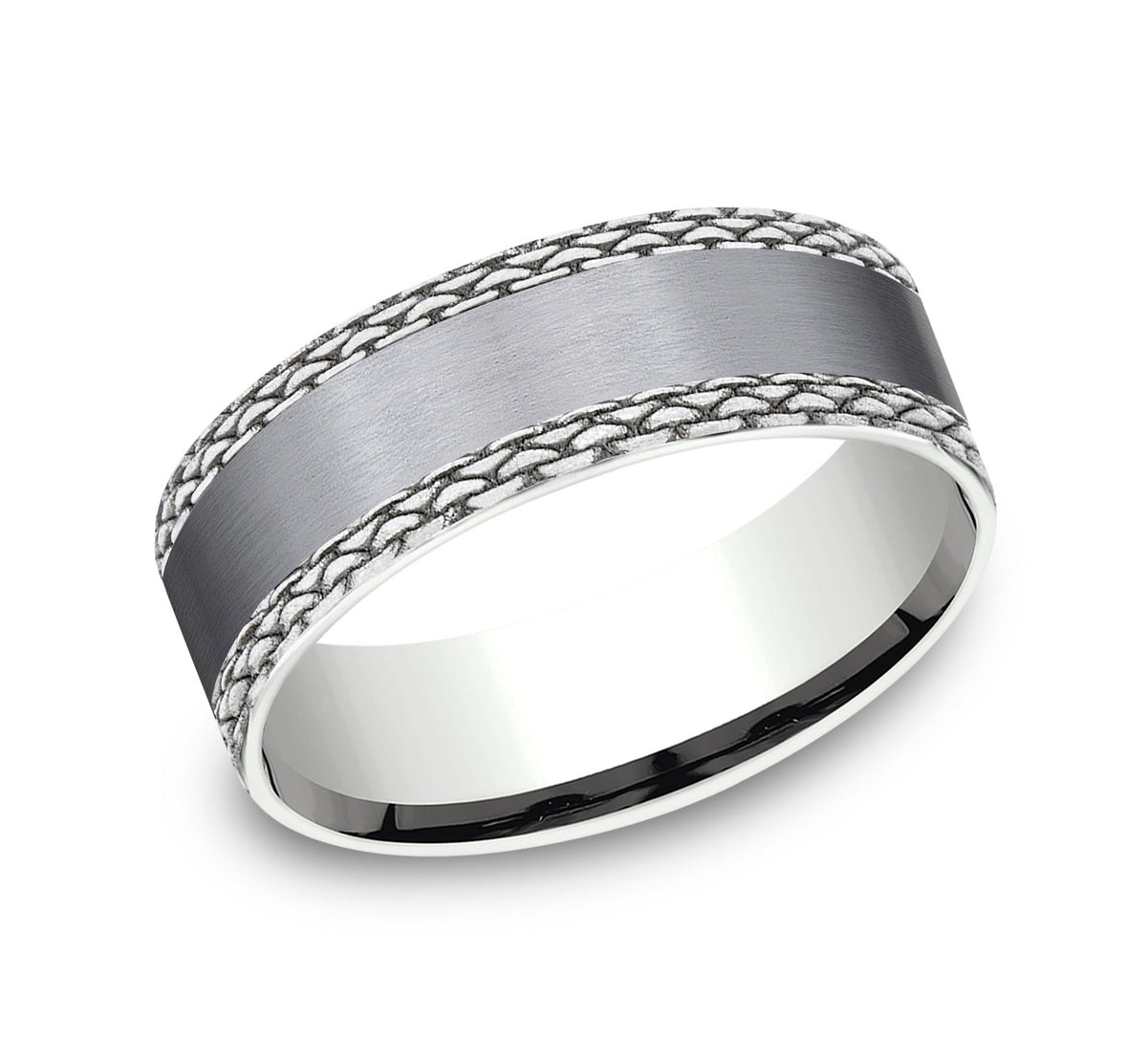 THE LINK 7mm Tantalum Grey/14K White Benchmark men's wedding band