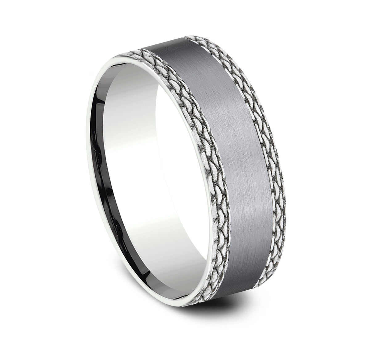 THE LINK 7mm Tantalum Grey/14K White Benchmark men's wedding band