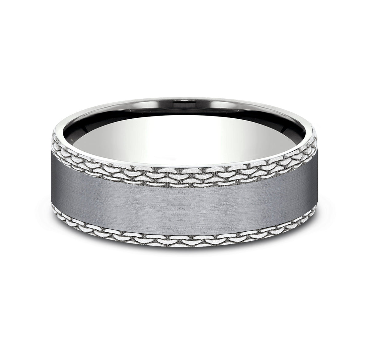 THE LINK 7mm Tantalum Grey/14K White Benchmark men's wedding band
