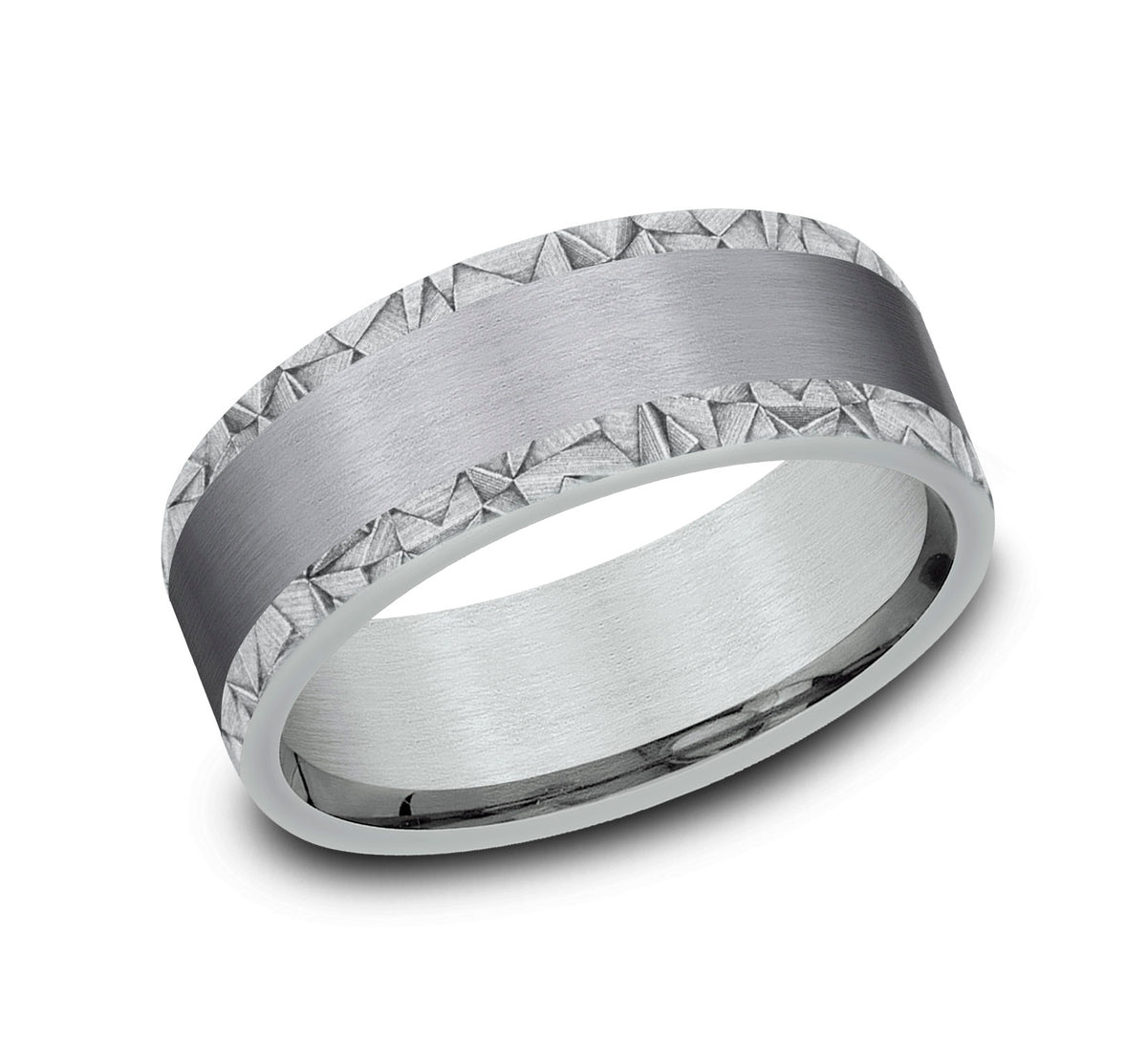 THE MOSAIC 8mm 14K White/Tantalum Grey Benchmark men's wedding band