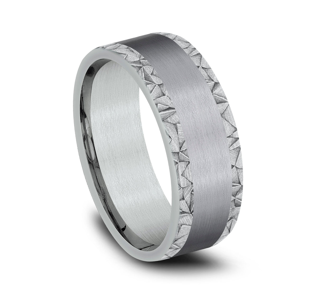 THE MOSAIC 8mm 14K White/Tantalum Grey Benchmark men's wedding band