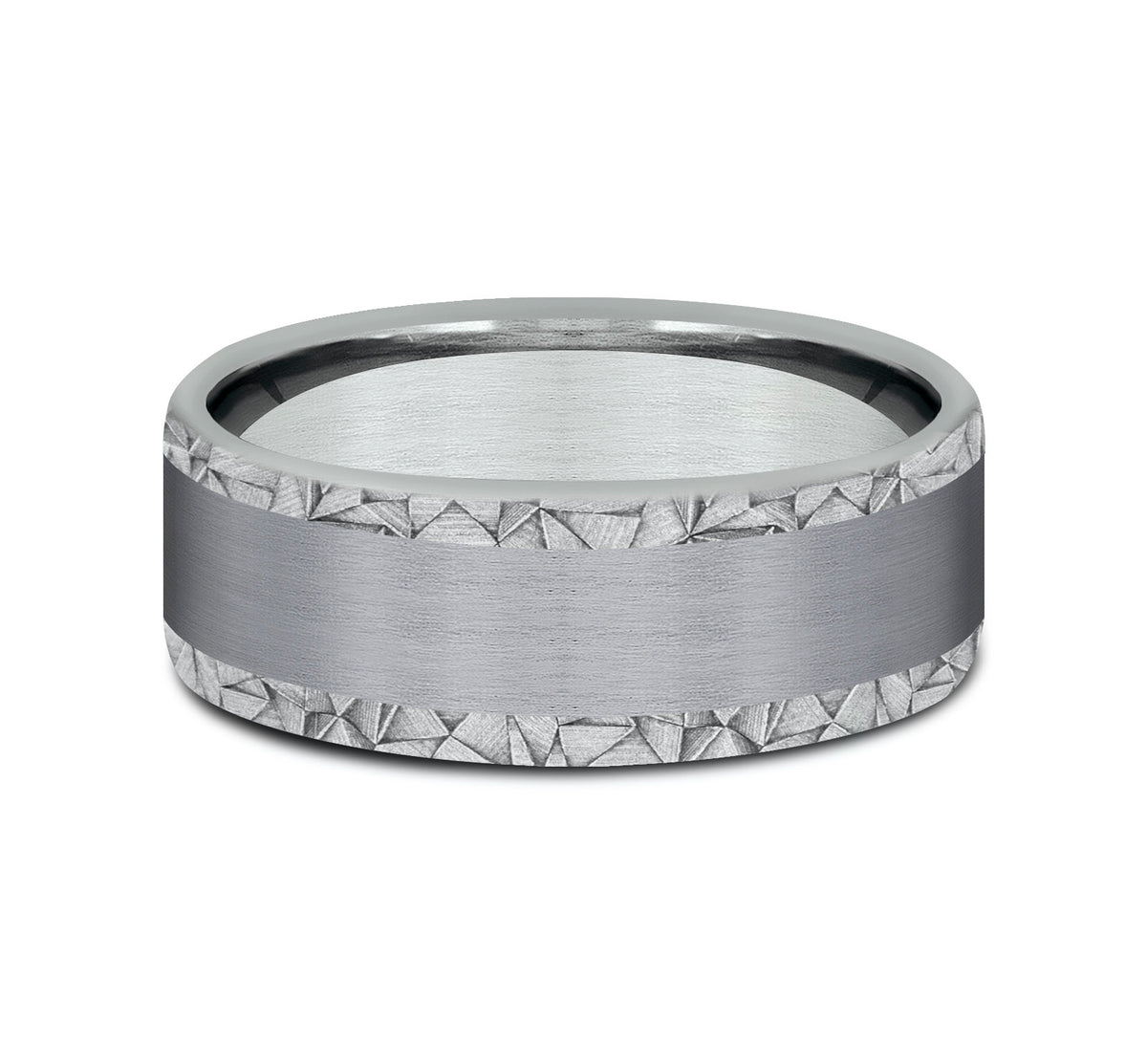 THE MOSAIC 8mm 14K White/Tantalum Grey Benchmark men's wedding band