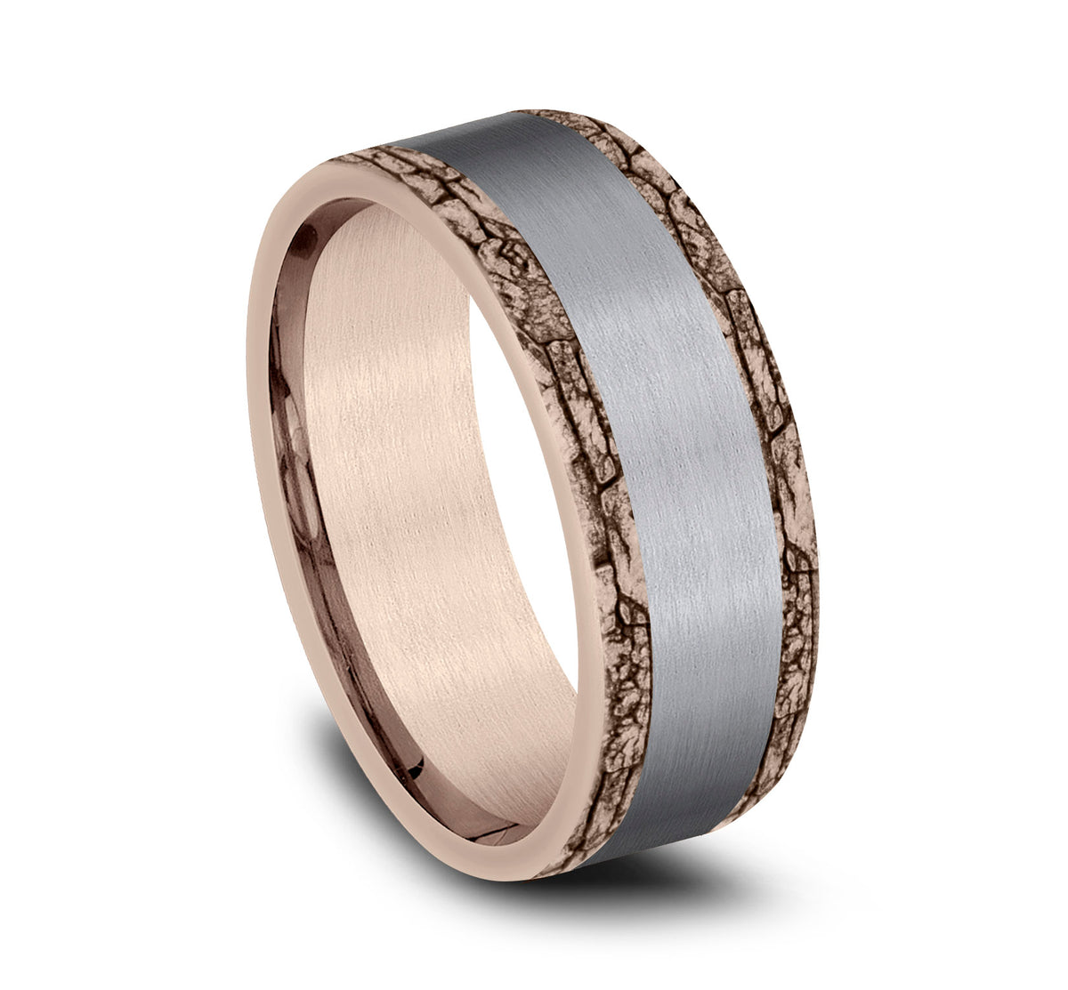 THE HADRIAN 8mm 14K Rose/Tantalum Grey Benchmark men's wedding band