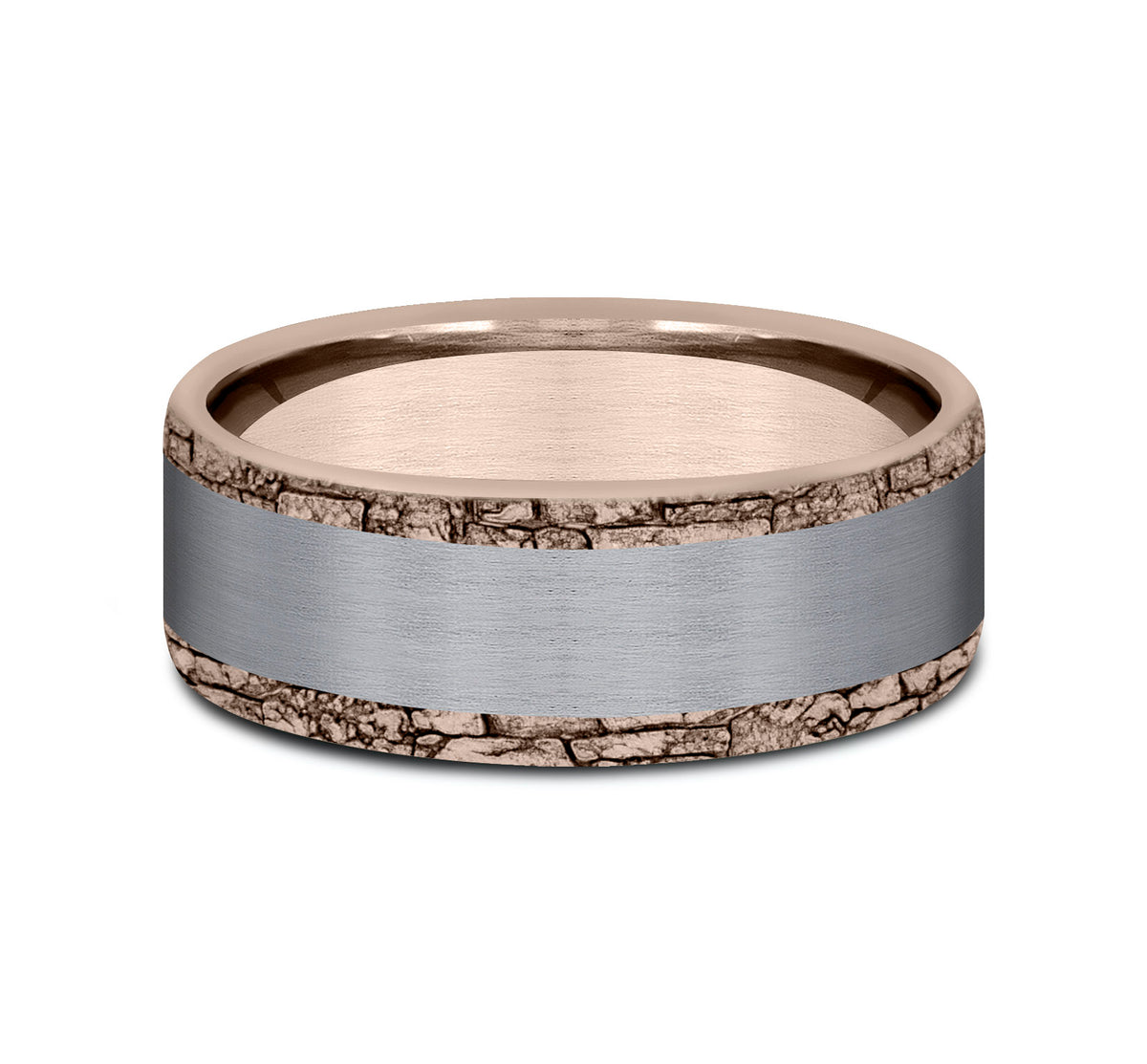 THE HADRIAN 8mm 14K Rose/Tantalum Grey Benchmark men's wedding band