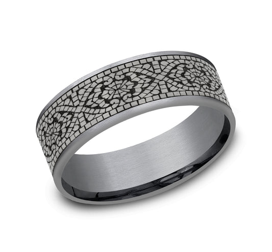 THE BURANO 7.5mm Tantalum Grey/Grey-Black Titanium Benchmark men's wedding band