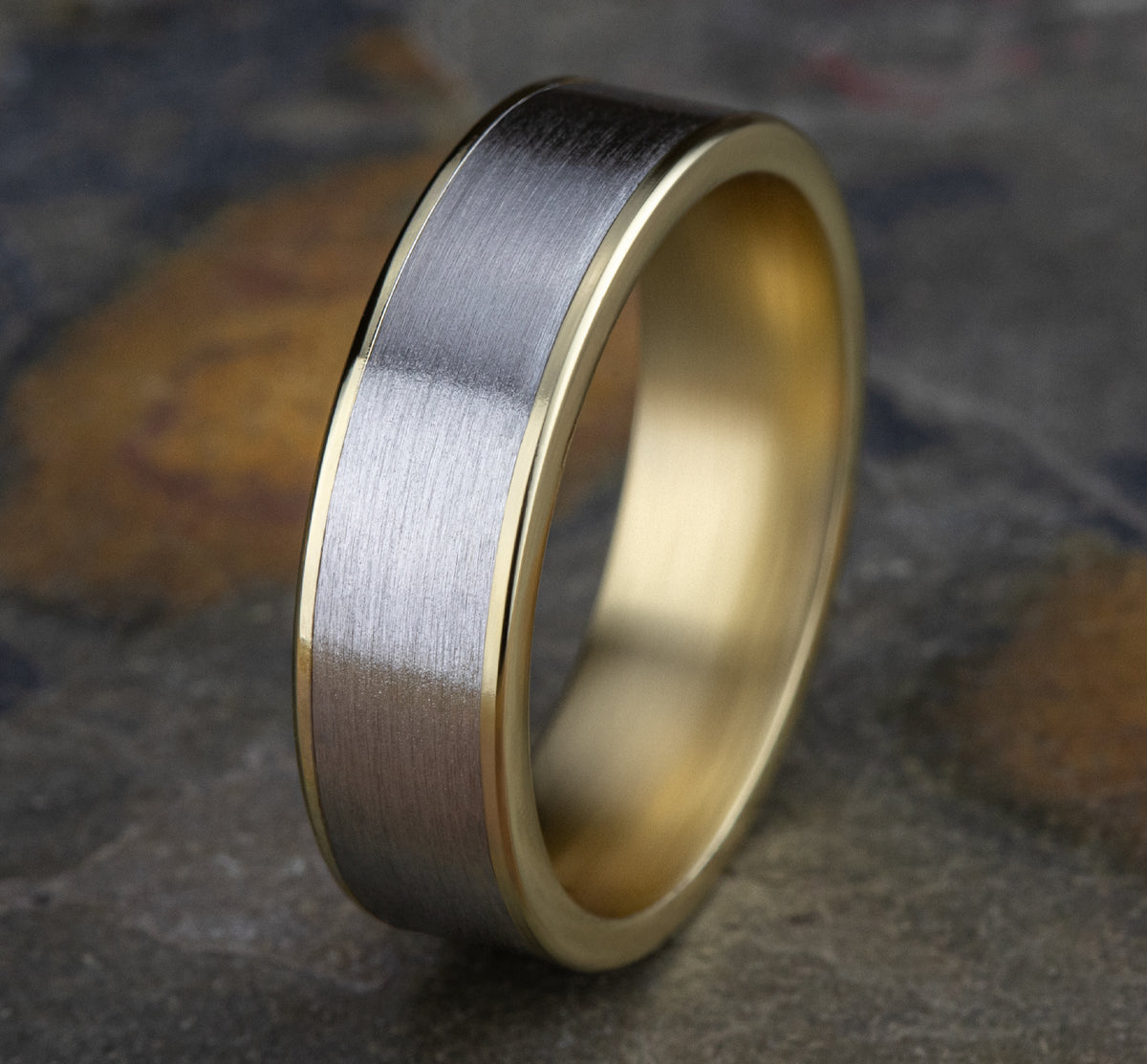THE REMBRANDT 6.5mm 14K Yellow/White Benchmark men's wedding band
