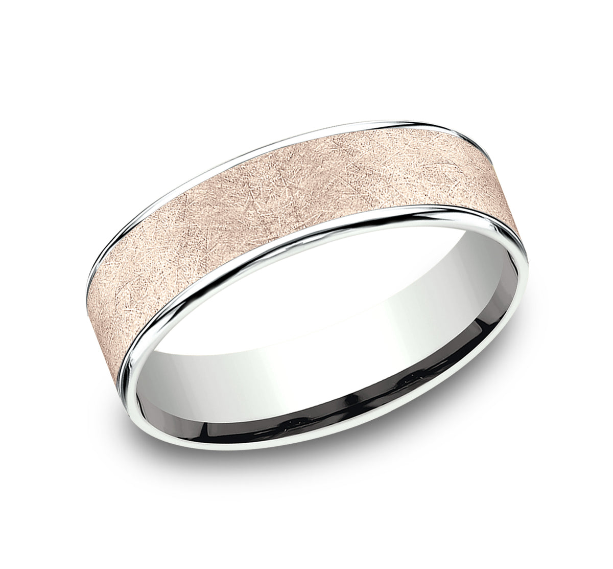 THE COLONEL 6.5mm 14K White/Rose Benchmark men's wedding band